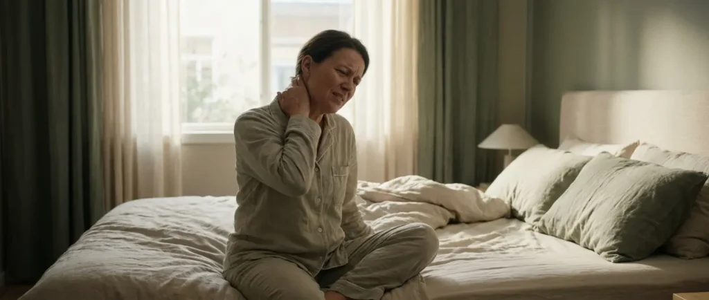 Douleur du cou irradiant vers l’épaule : un exemple de symptôme possible, qui ne suffit pas à établir un diagnostic de névralgie cervico-brachiale.