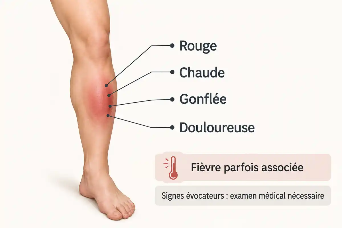 Plaque rouge, chaude, gonflée et douloureuse, parfois accompagnée de fièvre : des signes évocateurs qui nécessitent un examen médical.