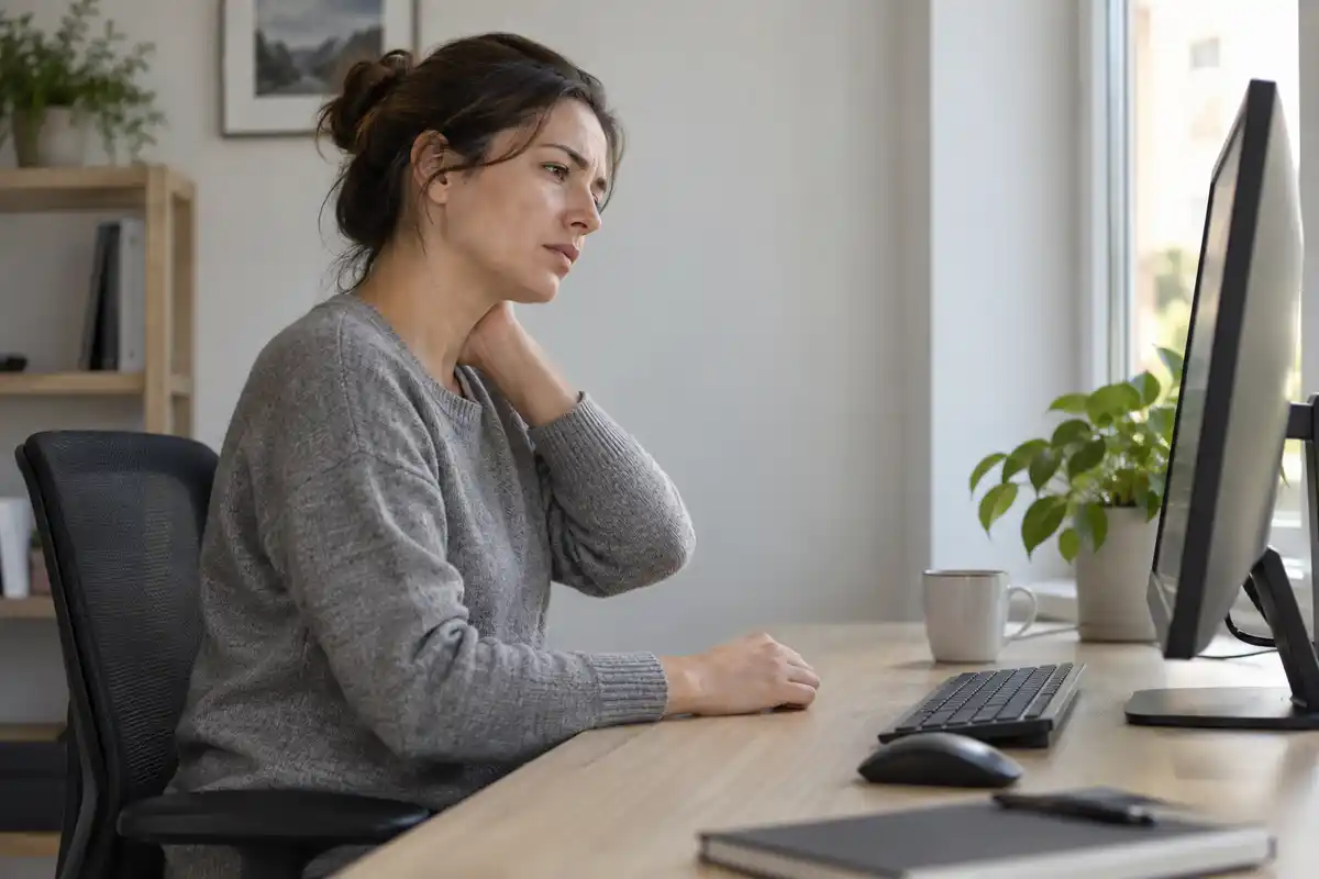 Une pause au poste de bureau rend concrètes les difficultés à décrire au médecin selon les exigences du travail.