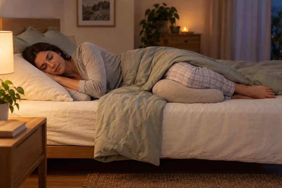 Un coussin placé entre les genoux peut limiter certains mouvements nocturnes, à condition que cette position reste confortable.