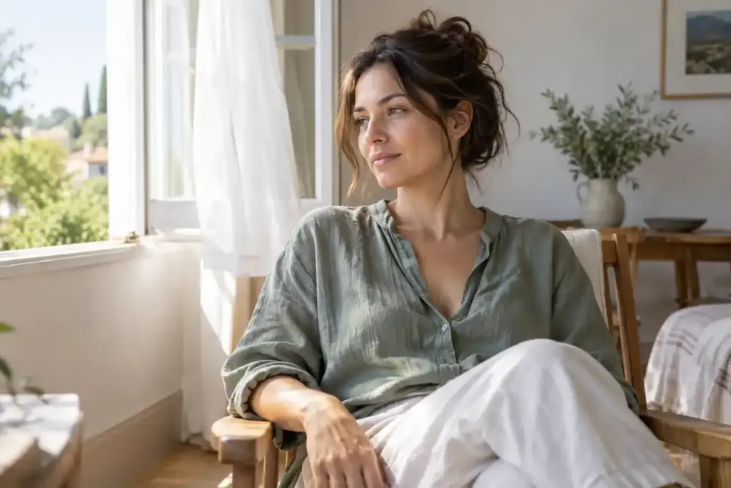 Bouton de chaleur chez l’adulte : le repos au frais et dans un espace ventilé peut aider à réduire la transpiration, sans confirmer le diagnostic.